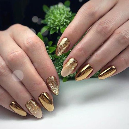 Gold Chrome Nail Powder - Christmas Nails Mirror Effect Metallic Nail Powder Manicure Pigment, High Gloss Glitter Chrome Nail Art Dust Nail Powder.