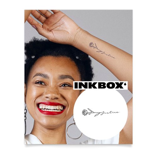 Inkbox Temporary Tattoos, Semi-Permanent Tattoo, One Premium Easy Long Lasting, Water-Resistant Temp Tattoo with For Now Ink - Lasts 1-2 Weeks, Fight for Justice, 5 x 2 in