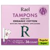 Rael Tampons, Compact Applicator Tampon Made with Organic Cotton - Tampons Multipack, Regular and Super Absorbency, BPA-Free, Chlorine Free, Leak Locker Technology (36 Count, Bundle)