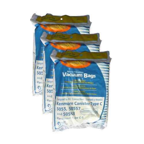 EnviroCare Replacement Vacuum Bags for Kenmore Canister Q 50555, 50558, 50557 and Panasonic Type C-5 27 Pack, allergen, 27 Count