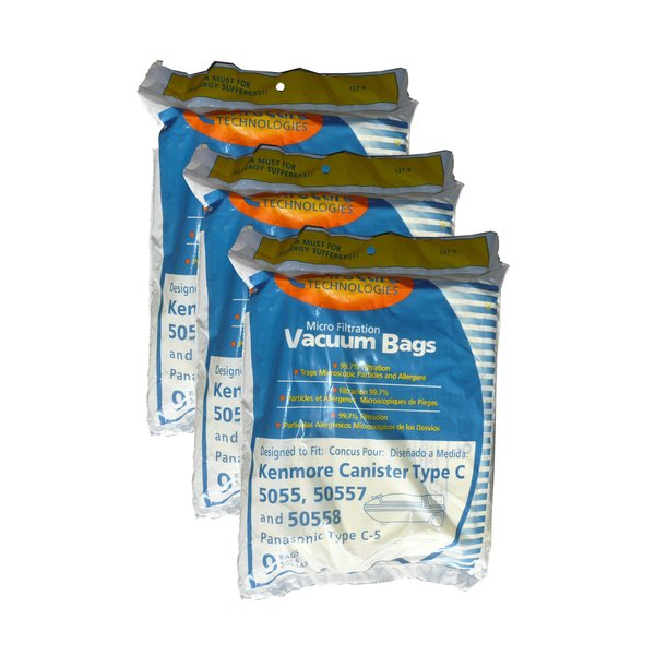 EnviroCare Replacement Vacuum Bags for Kenmore Canister Q 50555, 50558, 50557 and Panasonic Type C-5 27 Pack, allergen, 27 Count