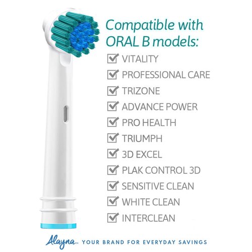 Replacement Brush Heads Compatible With Oral b- Sensitive Gum Care Electric Toothbrush Heads - Pk of 4 Generic Brushes Refill for Oralb Braun- Fits Oral-b 7000, Pro 1000 500 & More!
