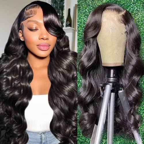 Enguer 24 Inch Body Wave Lace Front Wigs Human Hair 13x4 HD Lace Front Wigs Human Hair Pre Plucked Body Wave Glueless Frontal Wigs Human Hair 180% Density for Wome