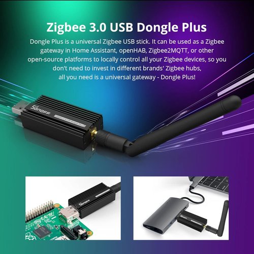 SONOFF Zigbee 3.0 USB Dongle Plus-E Gateway, Universal Zigbee USB Gateway with Antenna for Home Assistant, Open HAB, Zigbee2MQTT etc, Wireless Zigbee 3.0 USB Adapter