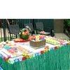Hawaiian Table Skirt 11ft Long Stretches to 30ft! | (29" Tall) Green Hibiscus Luau Party Decoration | Tropical Theme Decor (1 Table Skirt)