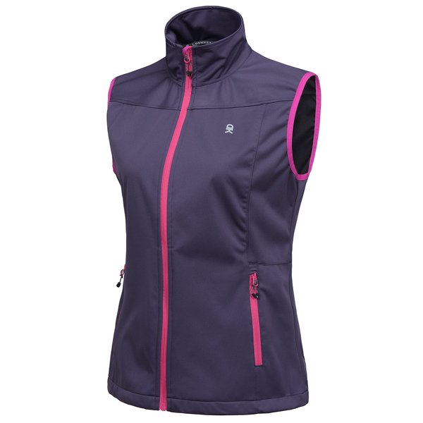 Little Donkey Andy Women's Lightweight Softshell Vest, Windproof Sleeveless Jacket for Running Hiking Travel, Purple XS
