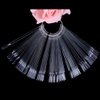 yueton 2 Set Total 100 Tips Transparent Fan-shaped Nail Art Tips Display Polish Board Display Practice Sticks Tool with Metal Screw Split Ring Holder