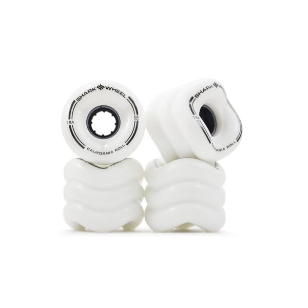 Shark Wheel California Roll 60mm 78A Small Skateboard/Longboard Wheels, White