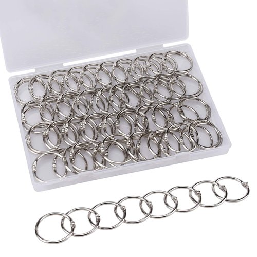 LOONENG 1 Inch Loose Leaf Binder Rings, 100PCS Nickel Plated Steel Book Rings for Index Cards, Crafts, Reports, Flash Cards, Notebook, Keychain, Loose Leaf Paper, Photo Albums