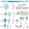 101PCS Blue and White Birthday Party Decorations for Men Baby Boys Kids,3D Foil Happy Birthday Banner Balloons+White Blue Confetti Metallic Balloons Garland Arch Kit+Pump+Complete Accessories