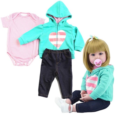Reborn Baby Dolls Clothes Girl Outfit Accessories Fits 17-19 inch Reborn Baby Girl Newborn Doll Clothing