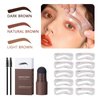 Eye-Brow Stamp Stencil Kit, Waterproof Brow Stamp Shaping Kit Eyebrow Definer, Eyebrow Filling Powder Stamp, Women Makeup Tools with 10 Reusable Eyebrow Stencils, 2 Eyebrow Brushes (Dark Brown)