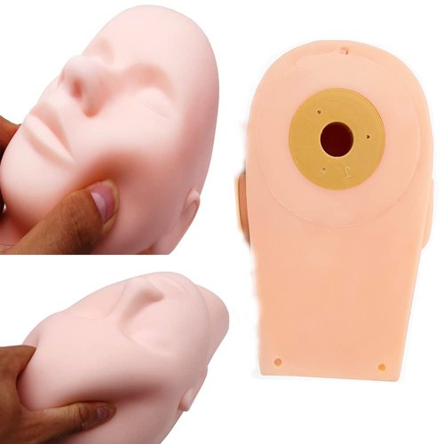 Lash Mannequin Head, Practice Training Head,for Make Up and Lash Extention,Cosmetology Doll Face Head,Soft-Touch Rubber Practice Head,Easy to Clean by Skincare Essential Oil. (Skin colour)