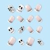 OHWODA 24Pcs Halloween Press on Nails Short Mummy Design Fake Nails Square Shape Glue on Nails Full Cover Odd Halloween Skull Nails Short Stick on Nails for Women Girls Halloween Day Nail Art Decor