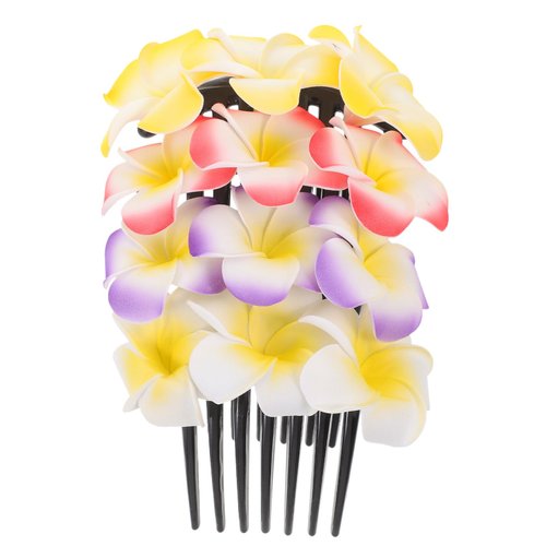 FOMIYES 4pcs Flower Hair Side Comb Hawaiian Plumeria Flower Slides Clips Floral Hair Pins Wedding Bridal Hair Accessories for Women Girls