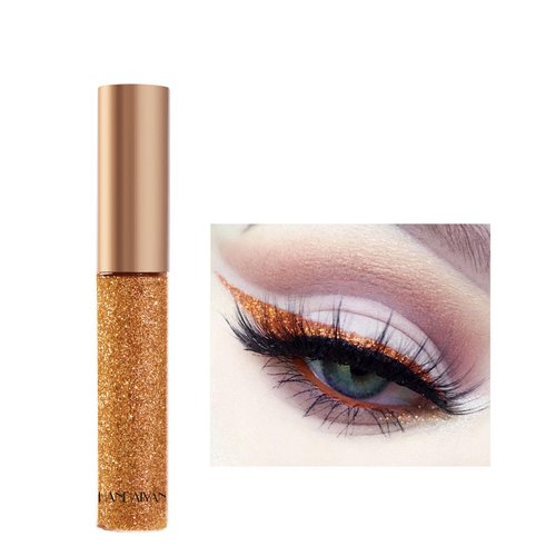 Glitter Eyeliner Liquid, Long-lasting Waterproof Eyeliner Metallic Shimmer Glitter Eyeshadow Pigment Eyebrown Shimmer Party Festival Makeup, High-pigmented Colorful Glitter Eyeliner (Dark Golden#4)