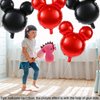 MIKIMIQI 4 Pcs Mouse Head Foil Balloons, 24'' Mouse Mylar Balloon for Birthday Party Decorations Jumbo Mouse Head Aluminum Foil Balloons Party Favors Supplies (Black Red)