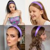 YISSION Satin Headbands for Women Girls Non Slip 1.2 Inch Wide Head Band Plain Head Bands Fashion Hair Bands Solid Purple Headband DIY Cosplay Hair Accessories for Women Girls