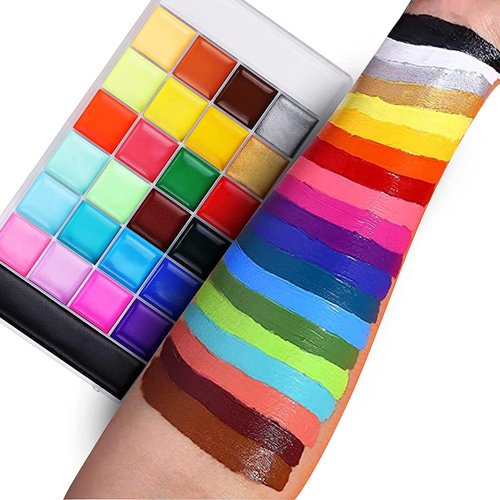 Lictin Water Based Face Paint - 26 Colors LGBT Face Painting Kit with Stencils and Brushes, Pride Day Makeup Kit for Adults, Professional Non Toxic Washable