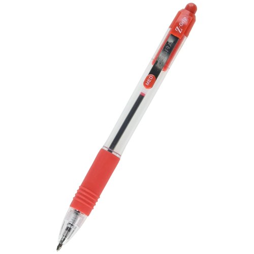 Zebra Ballpoint Pen, Retractable, 1.0mm Point, Red (ZEB22230)