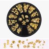12Styles Nail Art Metal Studs Gold Metallic 3D Pieces Rivet Palm Tree Turtles Marine Life Charms for Summer Beach Ocean Manicure DIY Acrylic Nails Design Supply (Gold Ocean Studs)