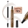 Kaely Microblading Eyebrow Pen with Brow Brush,Magical Precise Waterproof Brow Pen,Suake Eyebrow Contouring Pen,4 Tip Eye Brow Pencils for Women,Creates Natural Brows,Sponge Head 01 Light Brown