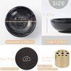 Fasolahome Incense Holder, Beautiful Natural Marble Incense Burner for Meditation, 9 Incense Holes Suitable for Most Incense Types (Black)