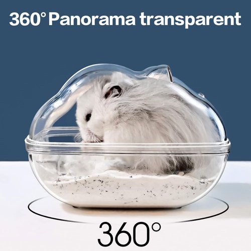 lazYYzal Hamster Bathtub,Hamster Bathroom,Small Animal Habitat Décor,Sand Bath Container Transparent Beds,Hamster Bed,Ice Bathtub,Sleep Pad Nest,Sand Bath Box for Cage Accessories（M）