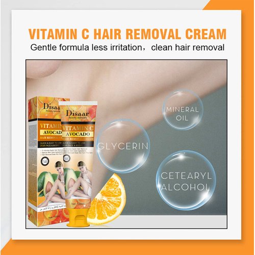 DISAAR BEAUTY Vitamin C Avocado Face Body 3-minutes Quick Hair Removal Cream Depilating Moisturizing Skin 100ml