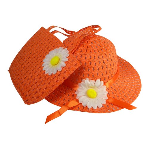 Girls Tea Party Hat and Purse Dress Up Set - Orange