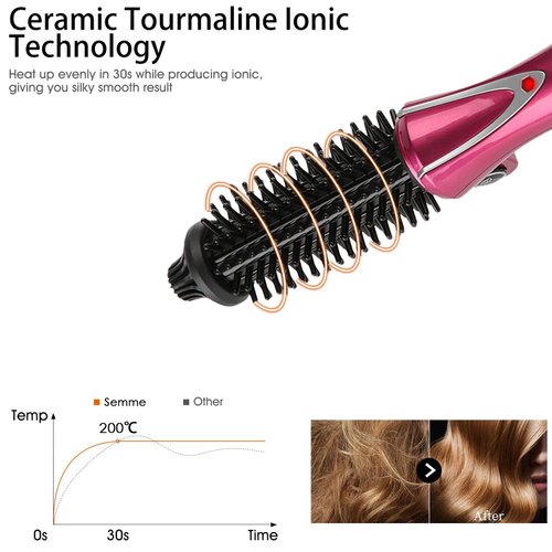 Curling Iron Brush, Hair Curler Hot Brush Professional Anti-Scald Instant Heat Up Curling Wands Suitable Heated Styler Brush for Long/Short Hair (US Plug（110-240V）)