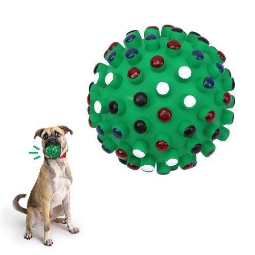 SPOT Vinyl Gumdrop Ball Dog Toy with Squeaker - Colorful and Interactive Dog Chew Toy, Floats in Water, Made From Durable, Non-Toxic Natural Rubber, Great for Dogs and Puppies, 5in, Assorted Colors