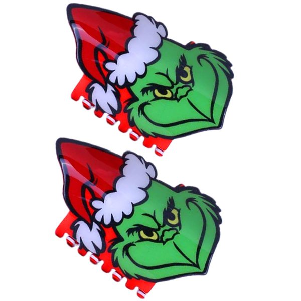 2PCS Christmas Hair Claw Clips for Women Girls Red Green Christmas Fun Hair Accessory Xmas Hair Clips Strong Hold Hair Jar Hair Accessory for Christmas Holiday Festive Party Decor