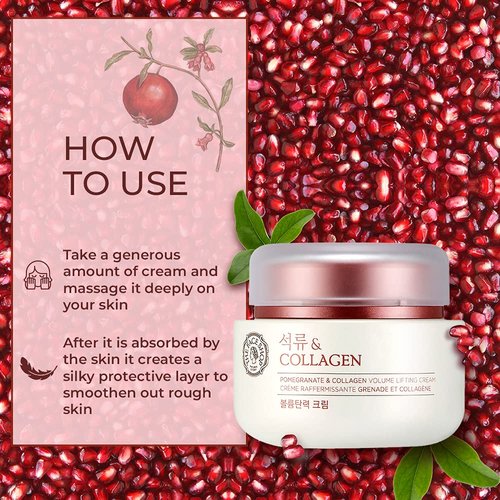 The Face Shop Pomegranate & Collagen Volume Lifting Eye Cream | Deep Revitalizing Cream for Elasticity, Firmness & Density | Anti-Aging Korean Moisturizer | Plump & Smoothen Your Skin, 3.38 Fl Oz