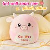 CozyWorld Get Well Soon Pink Cow Plush Pillow Stuffed Animal Plushies Soft Recovery Gift for Girls Woman, Encouragement Cushion for Post-Surgery and Illness