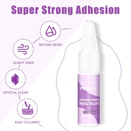 NXJ INFILILA 10Pcs Nail Glue, Super Strength Nail Adhesive for Nail Tips Acrylic Nails Presser Nails Professional Nail Art Glue Long-lasting and Strong False Nail Repair 0.1oz