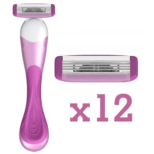 ShaveMOB 3-Blade Women's Razor Kit (Flex Head Handle + 12 Refills) - The Practical Shaving Kit