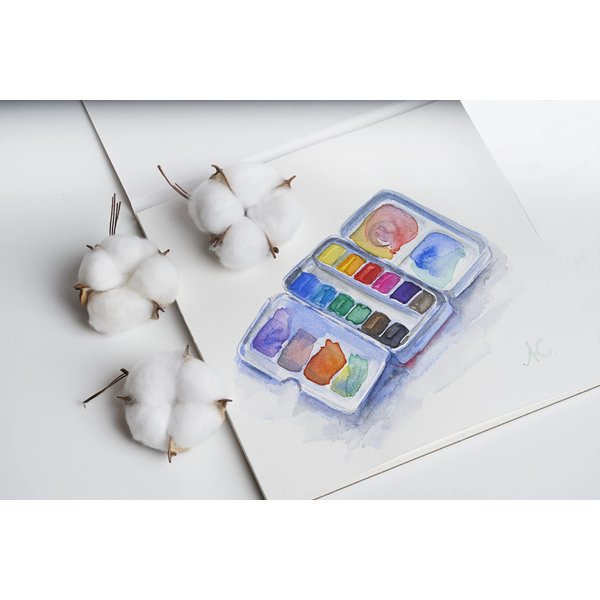 ZenART Superior 100% Cotton Watercolor Paper 140 lb Cold Press - 12x12 inches, 20 Sheets, Acid-Free, Travel Block, 2-Side Bound - for Watercolor, Gouache, Ink, Acrylic and Mixed Media