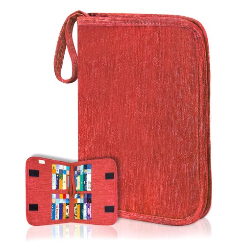 Card Binder Compatible with Yoto Player Cards, 20 Pockets for up to 60 Cards, Portable Trading Card Album Folders, Compatible with Yugioh, MTG and other TCG, Red