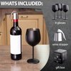 Mosscoff Stainless Steel Wine Glass Set of 4 - Black and Silver collection - 18 oz/530 ml Unbreakable Wine Glasses with a wine stopper - Portable Metal Wine Glass