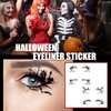 BASEMMAHER 4 Pairs Halloween Eyeshadow Stickers Eyeliner Spider Web Skull Bat Temporary Tattoo Decals Face Eye Makeup 3D Self-Adhesive Eye Shadow Stickers for Women Girls Halloween Masquerade Party