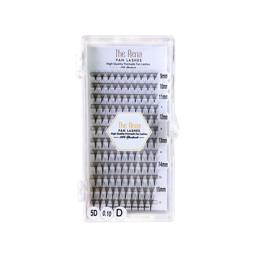 Premade Fans Eyelash Extensions Mixed Tray 5D | Volume Lash Extensions Fans 12 Lines Mix Length 9 - 15mm, Thick 0.1, Curl D | The Rena Fan Lashes