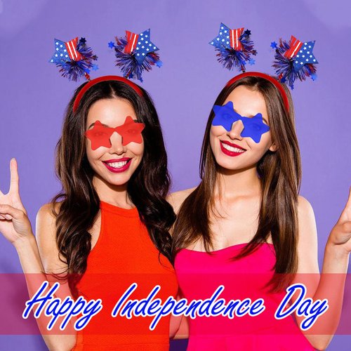 4 PCS Patriotic Party Accessories - Independence Day Headband, Star Sunglasses, Red White Blue Party Favors and Memorial Day Supplies