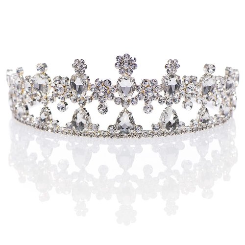 Anderson's Gigi Clear Rhinestone Silver Tiara, 2.25 Inches, Women, Girls, Wedding Tiara, Queen Or Princess Prom Tiara Homecoming, Pageant, Wedding, School Dance, Award, Costume, Party, Event