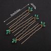 Rumtock 5pcs Green Rhinestones Gold Hair Piece for Women Girls Wedding Bridal Hair Styling Hair Pins Cute Handmade Jewelry (Emerald)