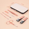 Manicure Pedicure Set Stainless Steel Nail Clippers Personal Nail Clipping Tools Portable Travel Grooming Kit with Snap-shut Case, Rose Gold