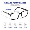 JFXQDR Men's Blue Light Blocking Glasses, Fake Square Computer Screen Eyeglasses Anti Eyestrain & UV Glare RF6201 (Bright Black Frame Gun Temple)