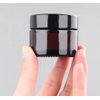 6PCS 5ml Amber Glass Jar Empty Refillable Cosmetic Face Cream Lip Balm Storage Jars Bottle Container Pot with Liners and Screw Black Lid for Make up Essential Oils Lotion
