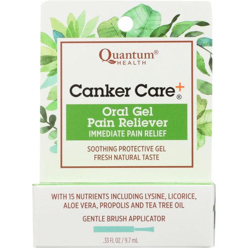 Quantum Health Canker Care+ Oral Gel Pain Reliever, Natural Pain Relief Ingredients Including Menthol, Mint, & Castor Oil, 9.7 mL