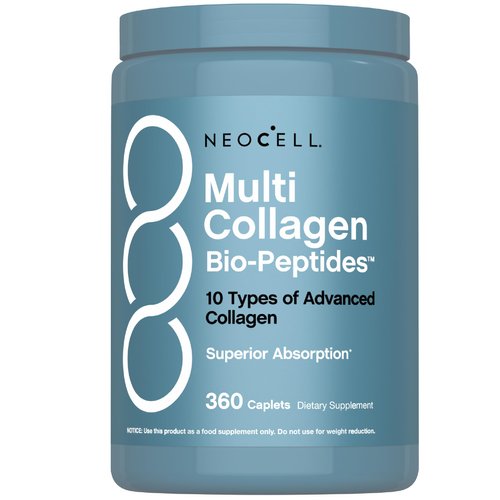 NeoCell Multi Collagen Peptides | 360 Caplets | Superior Absorption | Types I, II, III IV, VIII, X, XII, XXII | for Women and Men
